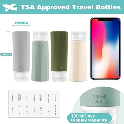 Opret 100ml Silicone Travel Bottles for Toiletries, 4 Pcs Leak Proof Portable Travel Container Refillable Squeezable 3.4oz for Shampoos and Conditioner, BPA Free and TSA Approved - Image 2