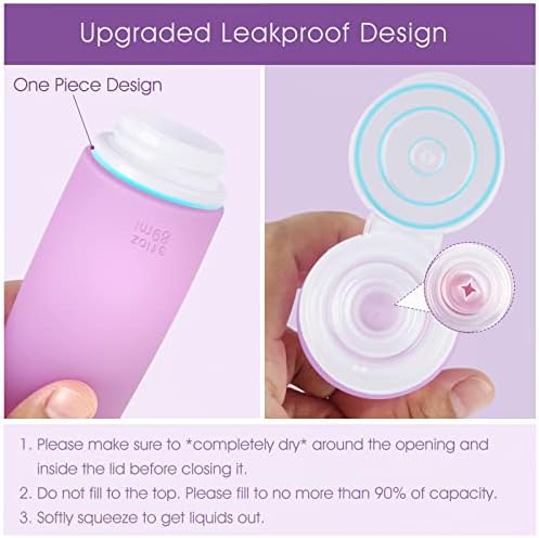 INSFIT Travel Bottles for Toiletries, 90ml Travel Containers for Toiletries Leakproof BPA Free CAA Approved Squeezable Silicone Tubes Travel Accessories with Labels Purple - Image 4