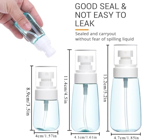 Spray Bottles, 30ml 60ml 80ml Clear Empty Fine 3 Pcs Mist Spray Bottles Small Travel Plastic Atomiser Bottle Refillable Liquid for Essential Oils, Cleaning, Make-up Cosmetic Hair, Leak Proof, BPA Free - Image 2