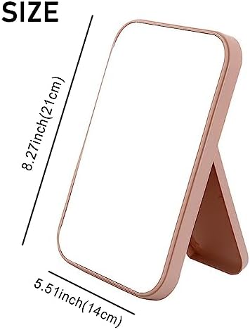 Camping Mirror, Makeup Mirror, Foldable Desktop Vanity Mirror, Travel Portable Makeup Mirror, Vanity Mirror, Makeup Accessories, Portable Rectangular Makeup Mirror(Nordic powder), Pink - Image 2