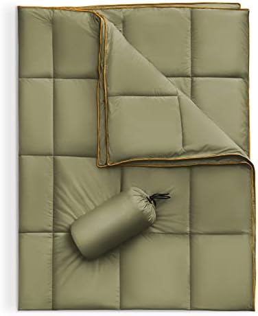 Sonive Camping Blanket Ultralight Multifunctional Warm Travel Outdoor, waterproof,Lightweight Portable with Carry Bag for Stadium, Picnic, Camping, Beach, Dogs,Army green,71x101 cm