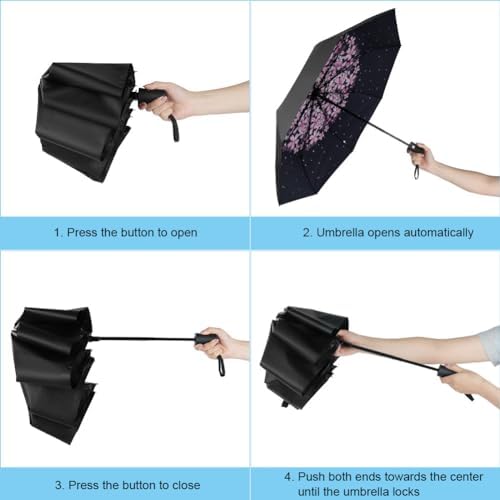 Travel Umbrella, Windproof Automatic Umbrella, 8 Ribs Compact Travel Folding Umbrella, Auto Open/Close, Portable Umbrella for Men&Women - Image 3