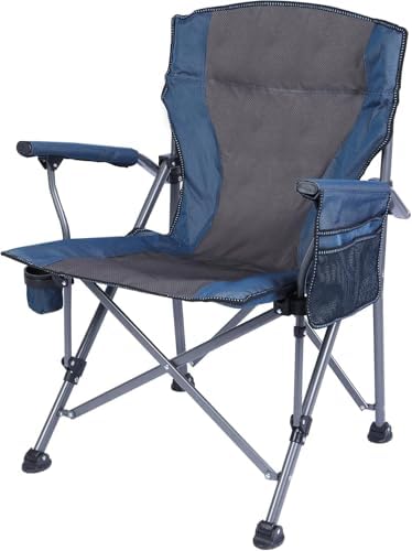 REDCAMP Oversized Folding Camping Chair for Heavy People 200kg, Deluxe Large Heavy Duty Garden Chair for Adults Outdoor Travel Picnic Fishing, Blue