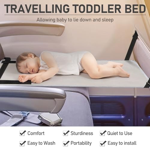 Toddler Airplane Bed Travel Essentials For Kids,Toddler Airplane Seat Extender Aeroplane Bed for Toddler Baby,Suitable for Children and Toddlers Airplane Travel with a Free Drawstring Storage Bag - Image 3