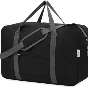 Large Cabin Bag 56x45x25, Weekend Overnight Bag for Women, Holdall Hospital Bag for Women, Travel Duffel Bag Carry on Luggage for Men 40L (Black)