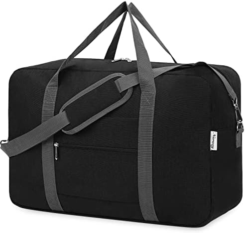 Large Cabin Bag 56x45x25, Weekend Overnight Bag for Women, Holdall Hospital Bag for Women, Travel Duffel Bag Carry on Luggage for Men 40L (Black)