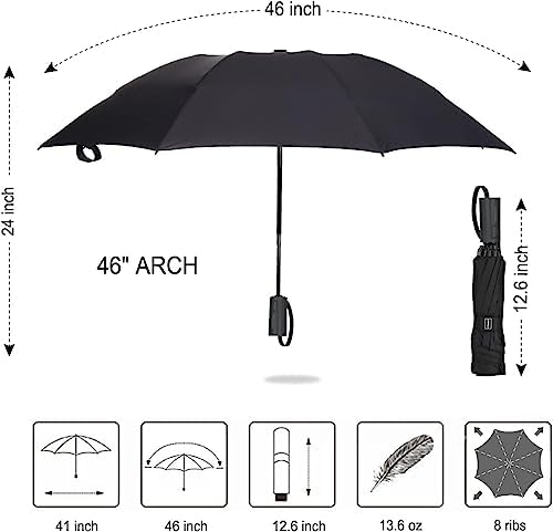 Umbrella Reverse Close Folding Windproof Travel Umbrella - Compact and Portable for Easy Carrying with Auto Open-Close - for Men and Women - Image 6