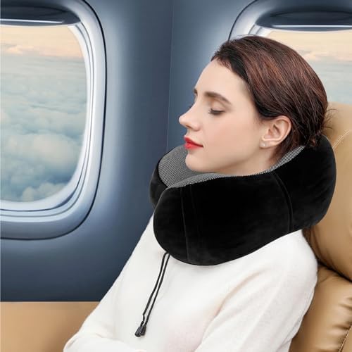 DAWNTREES 2 pack Travel Pillow Neck Support,Pure Memory Foam Neck Pillows for Travel Airplane, Business Trip with Luxury Bag, Travel Kit with 3D Contoured Eye Masks, Earplugs.…… - Image 7