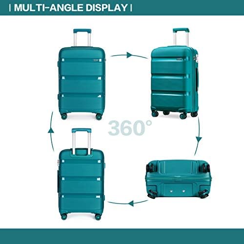 Kono Large Suitcase Hard Shell Travel Trolley 4 Spinner Wheels Lightweight Polypropylene Check in Luggage with TSA Lock (Turquoise,76cm/100L) - Image 5