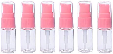 6 Pack Empty 10ml Plastic Pump Bottles Cream Shampoo Lotion Pump Bottle Refillable Sample Travel Bottles Toiletries Liquid Container Jar Pot Vial for Cosmetic Make-up (Transparent)