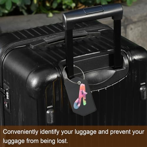sourcing map Silicone Luggage Tags 3.6"x2" Baggage Handbag ID Card Labels for Travel Suitcase Bag Initial Letter I, Black, Pack of 2 - Image 7
