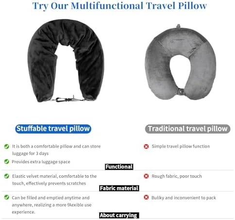 Stuffable Travel Pillow for Airplane, Soft Plush Neck Pillow Stuff with Clothes, Travel Essentials for Going Out by Car or Plane - Image 6