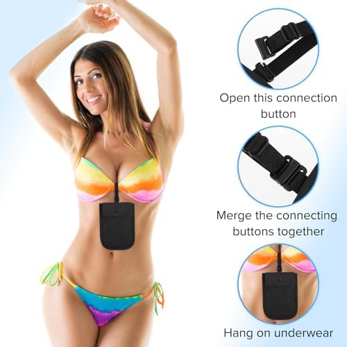 Ouligay Money Belt for Travel Women Bra Wallet Hidden Travel Pouches Under Clothes Anti Theft Secret Pocket with Adjustable Elastic Strap for Money Credit Cards Valuables Fits All Bra Sizes - Image 2
