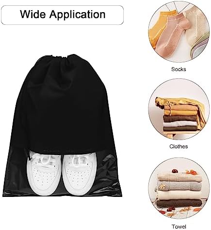 GAOHAN 10 Pcs Travel Shoe Bag,Shoe Bags,Shoe Bags for Travel,Drawstring Non-Woven Shoes Storage Bags with Transparent Window for Daily and Travel Use(Black) - Image 7