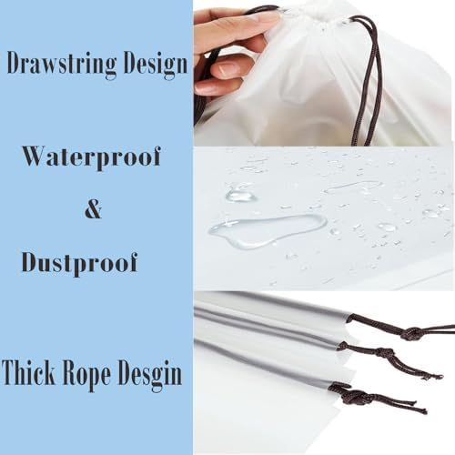 20Pack Shoe Bags for Travel,30 * 40CM Clear Drawstring Travel Shoe Bags for Packing, Waterproof Dustproof Portable Travel Shoe Storage Bag with Rope for Men and Women - Image 3