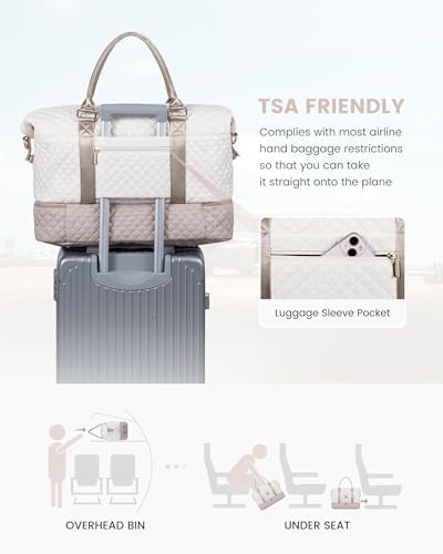 LOVEVOOK Travel Bags for Women Weekend Overnight Carry On Duffel Bag Large Gym Sports Bag with Shoe Compartment Hand Cabin Luggage Holdall for Ryanair EasyJet Flight Hospital Bag Maternity Essentials - Image 5
