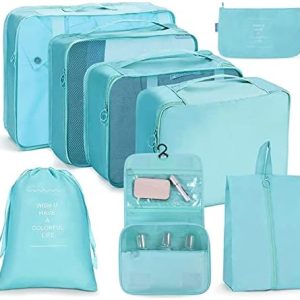 OSDUE Travel Organisers, 8pcs Packing Cubes for Suitcases, Travel Luggage Packing Organizers, Waterproof Travel Essentials Bag, Clothes Shoes Cosmetics Toiletries Storage Bags, Travel Accessories