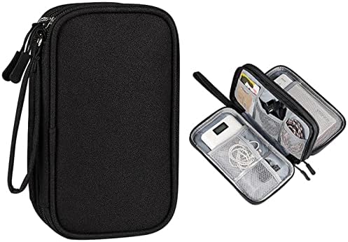Travel Cable Organiser, Electronics Accessories Organiser Bag, Portable Waterproof Double Layers All-in-One Carry Travel Bag for Cable, Cord, Charger, Earphone, SD Cards, USB Drive, Power Bank