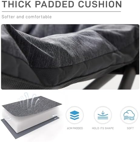 EVER ADVANCED Camping Chair Double for Adults 6cm Padded 320kg Folding 2 Seater Sofa with Side Pocket Dining Garden Chair Outdoor Heavy Duty Luxury Fishing Chair Portable Oversized Comfy Loadable - Image 6