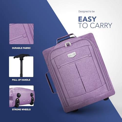 LUGG EasyJet 45x36x20 Carry-On Suitcase – Underseat Cabin Bag – Lightweight Hand Luggage 1.4kg 33L – Durable 600D Polyester –Push-Up Trolley,Strong Wheels–Ryanair,British Airways Overhead Locker–Lilac - Image 5