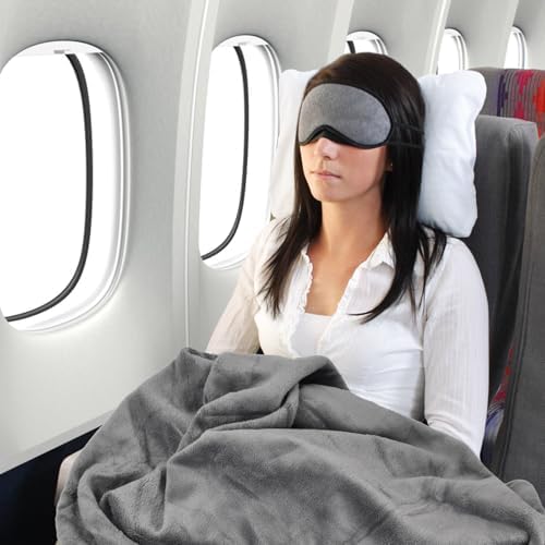 Travel blanket 2 in 1, Soft and warm travel pillow and blanket, Ultralight Portable travel blanket airplane with soft bag pillowcase for Airline travel Business trip and Office (grey) - Image 5