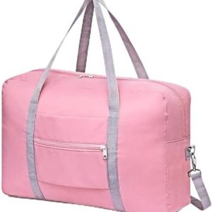 Airlines Underseat Cabin Bag 45 × 32 × 16 cm Foldable Travel Duffel, Hand Luggage, Holdall Tote, Carry on Luggage Overnight for Women and Men-(Pink)