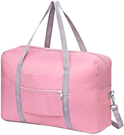 Airlines Underseat Cabin Bag 45 × 32 × 16 cm Foldable Travel Duffel, Hand Luggage, Holdall Tote, Carry on Luggage Overnight for Women and Men-(Pink)