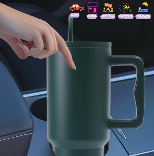 40 oz Tumbler with Handle and Straw & 6PCS Cup Accessories-BPA-Free Travel Mug Water Bottle-Easy to Carry-Travel Coffee Mug - Dishwasher Safe-Holiday Gifts for Women Men (Forest) - Image 6