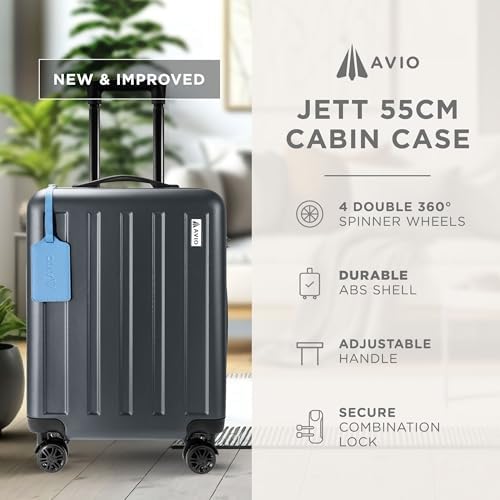 AVIO Jett Cabin Suitcase 55x40x20cm - Lightweight Double-Wheel Luggage Bag, 2 Internal Pockets, Telescopic Handle w/ 3 Heights, Durable ABS Hard Shell - Approved by Most Airlines - Image 2