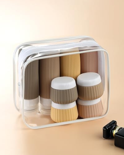 Gemice Travel Bottles for Toiletries 8 pcs Tsa Approved Travel Size Toiletries 90ml Travel Containers for Toiletries BPA free Silicone Cream Jars Leak Proof Silicone Squeezable Travel Essentials - Image 7