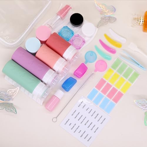 26 Pack Squeezable Silicone Travel Bottles Set - Empty, Leak-Proof, Refillable Containers for Toiletries, TSA Approved Travel Accessories for Women, Airplane Travel Essentials - Image 7