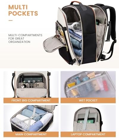 LOVEVOOK Travel Backpack Cabin Size for Women, 40L Carry On Easyjet Ryanair 45x36x20 Backpacks, Large Hand Luggage Rucksack for Airplanes, Flight Approved Suitcase Daypacks Bag - Image 4