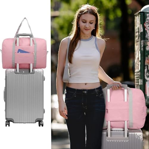 Airlines Underseat Cabin Bag 45 × 32 × 16 cm Foldable Travel Duffel, Hand Luggage, Holdall Tote, Carry on Luggage Overnight for Women and Men-(Pink) - Image 5