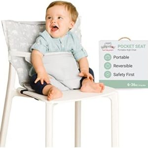 BabyToLove Pocket Seat | Portable High Chair | Lightweight On The Go and Easy to Carry | Travel Must Have | Green Tropic