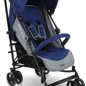 My Babiie MB02 Stroller - from Birth to 4 Years (22kg), Lightweight & Compact Umbrella Fold, Travel Buggy for Toddlers - Blue & Grey