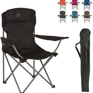 Highlander Camping Chair - Compact & Lightweight Folding Chair, 2.2kg, Portable Chair for Outdoors, Durable Steel Frame Arm Chair with Cup Holder