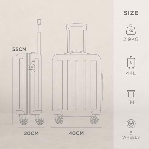 AVIO Jett Cabin Suitcase 55x40x20cm - Lightweight Double-Wheel Luggage Bag, 2 Internal Pockets, Telescopic Handle w/ 3 Heights, Durable ABS Hard Shell - Approved by Most Airlines - Image 3