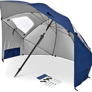 Sport-Brella Premiere , Multi-purpose Sun Umbrella for Garden, Easy Folding Setup, Blue, 8ft/244cm