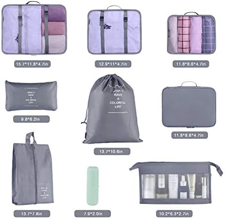 Packing Cubes for Suitcase,Geediar 9 PCS Travel Luggage Packing Organizers Waterproof Travel Essentials Bag Clothes Shoes Cosmetics Toiletries Storage Bags(a-Grey) - Image 7