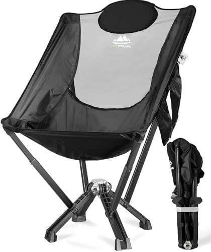 Portable Folding Camping Chair High Back Headrest, One-Piece Die-Cast Aluminum Frame Longer Durability, No Assembly Required, Oversized Camp Chair Big and Tall for Beach, Outdoor Sports, Travel