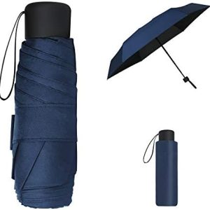 Vicloon Travel Umbrella, 6 Ribs - Small, Lightweight, Blocks UPF 50 UV, Compact for Purse and Sun Protection