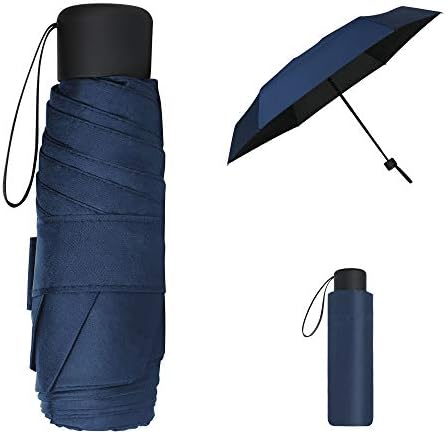 Vicloon Travel Umbrella, 6 Ribs - Small, Lightweight, Blocks UPF 50 UV, Compact for Purse and Sun Protection