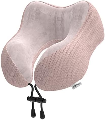 Travel Pillow Neck Pillow for Travel Airplane Memory Foam Flight Pillow for Cars, Trains, Home, Offices (Pink)
