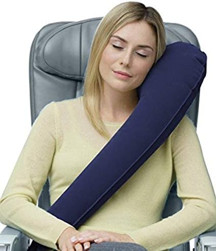 TRAVELREST Ultimate Travel Neck and Body Pillow - Unparalled Support Design, Essentail for Bus, Train, Airplane, Office, Wheelchairs, Comfort and Support, Rolls Up, Straps to Airplane Seat & Car- Blue - Image 2