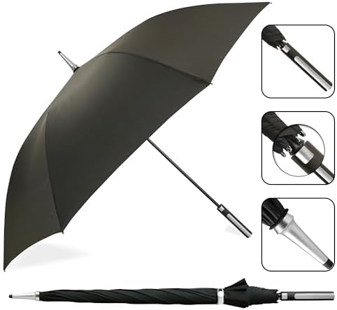 Windproof Umbrella Automatic Open Press Button, Rainproof with UV Protection, Wind Resistant, Stick Large Umbrellas for Women & Men Perfect for Travel Gifts - Image 3