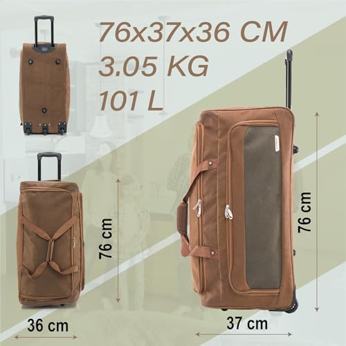 30" Large Suitcase Faux Leather Lightweight Luggage Travel Trolley 100L - Image 3