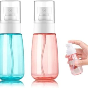 Small Spray Bottle, Travel Spray Bottle 2 Pack, Fine Mist Spray Bottle for Essential Oils, Refillable Travel Containers Plastic Hair Spray Bottle Sprayer for Perfume Skincare Makeup Lotion (2oz 60ml)
