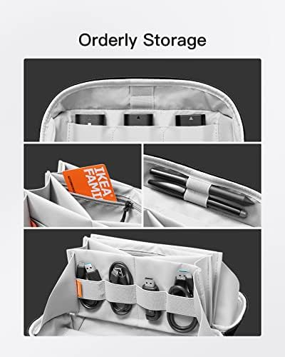 Inateck 180° Open Cable Organiser Bag Electronics Accessories Travel Bag Gadgets Organizer Splashproof, Storage Tech Pouch with Handle, Black, Large - Image 4