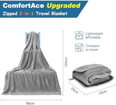 2 in 1 Travel Blanket or Travel Pillow with Zipper, Multi-Functional Cushion Dual-Purpose Design for Ultimate Comfort and Adaptability, Twilight Grey - Image 4