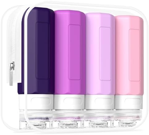 MateeyLife Travel Bottles for Toiletries, 3oz Tsa Approved Travel Size Containers, BPA Free Leak Proof Travel Essentials Containers, Refillable Travel Accessories for Shampoo Conditioner Purple
